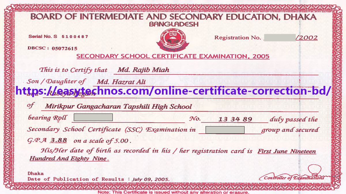 Online Certificate Correction